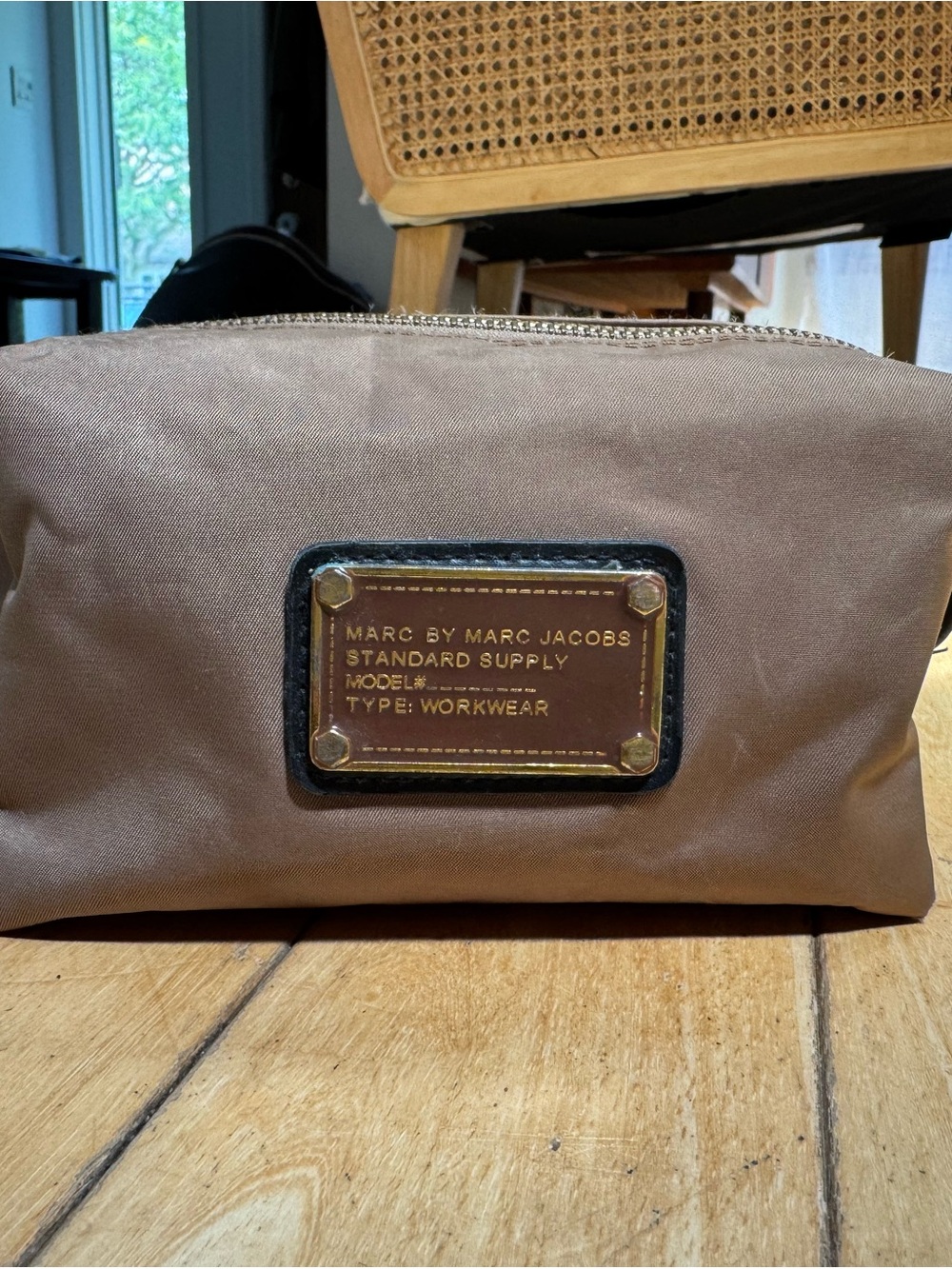 Marc by Marc Jacobs Brown Nylon Toiletry Pouch with Branded Plaque